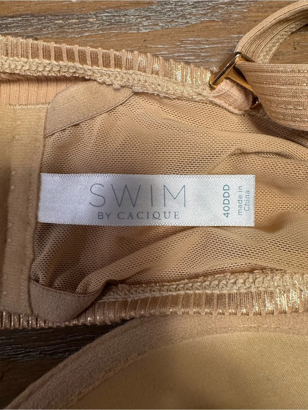 Cacique Shimmery Tan Ribbed Swim Top - Picture 7 of 8
